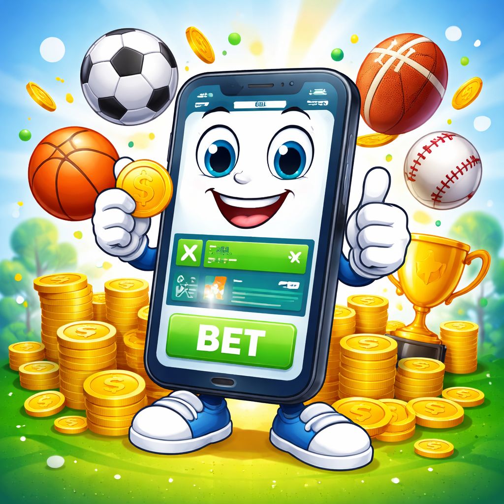 bd007 themed cartoon betting character with sports icons and coins